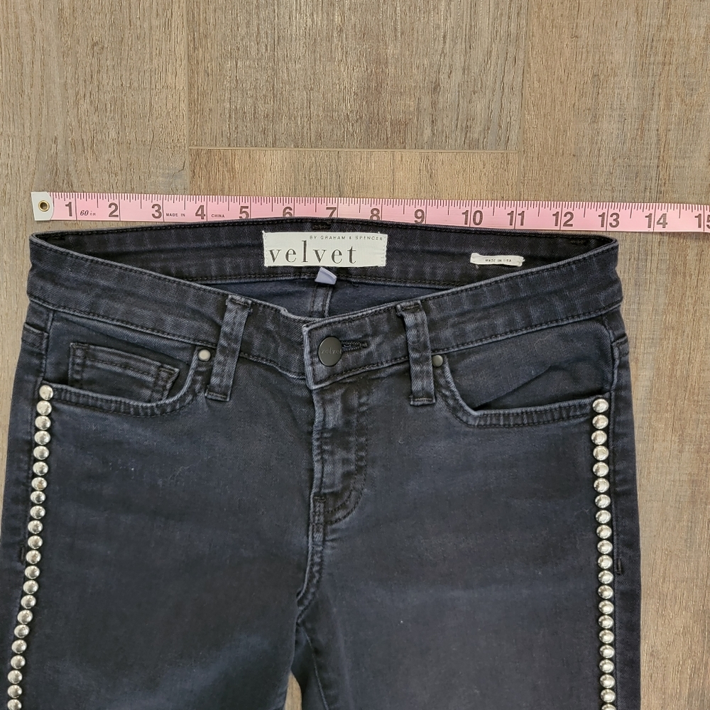 Velvet By Graham Spencer Milla Skinny With Studs Jeans Coal Color Size 24 - Picture 7 of 15